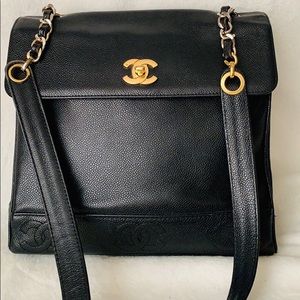 CHANEL 24k Gold Caviar Supermodel Jumbo Flap Bag